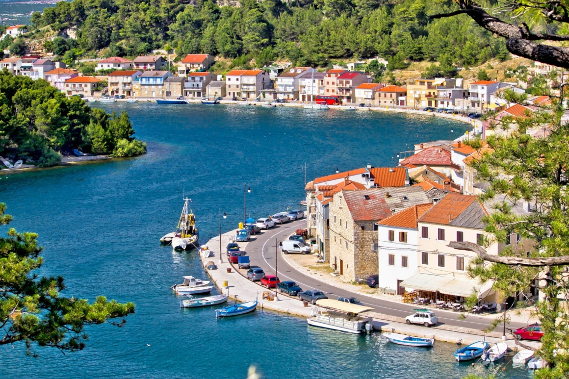 'Dalmatian fisherman village of Novigrad aerial view, Croatia' - Zadar